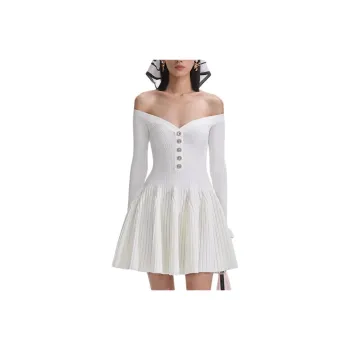 Self portrait Long Sleeved Dress Women's Pure White