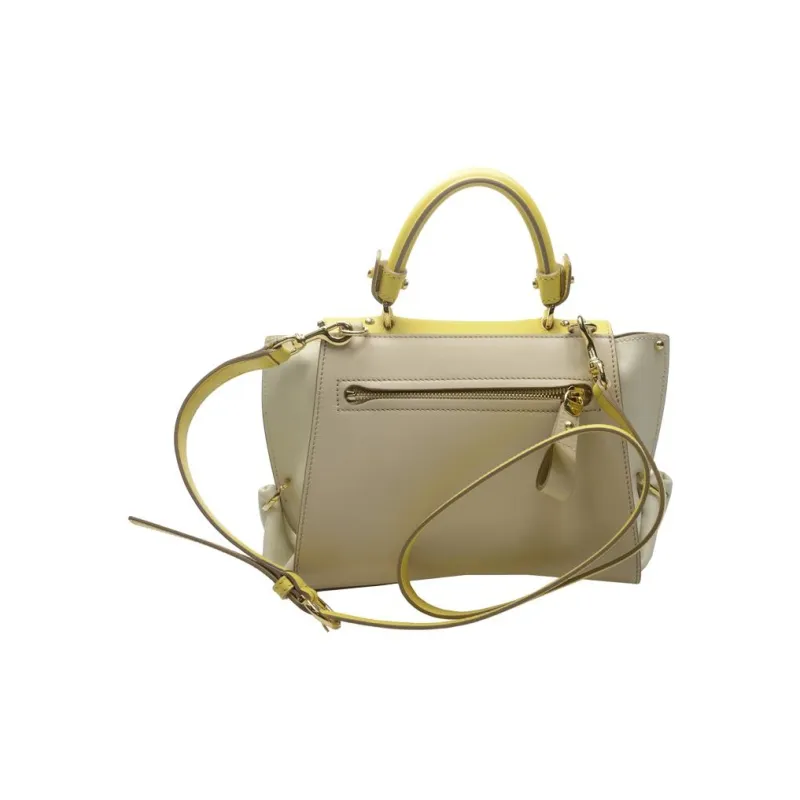 FERRAGAMO Calfskin One Shoulder Handbag Women's Beige & Yellow-3
