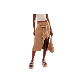 FREE PEOPLE FP One Pari Midi Skirt Knit Long Skirts Women's Moon Rock/Moonstone