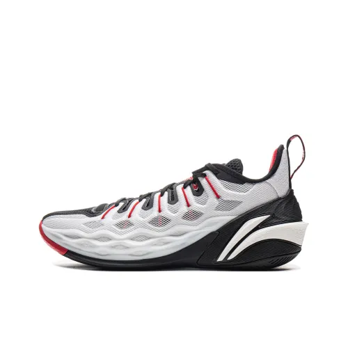 LiNing Buckets Shock Absorbers Slip Resistant Breathable Low Top Basketball Shoes Men's Black White