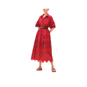 HERMES Long Sleeved Dress Women's Red