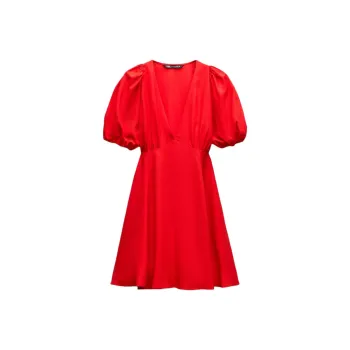 ZARA Short Sleeved Dress Women's Red