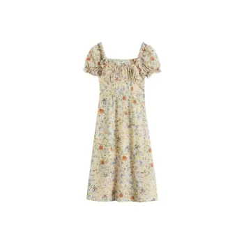 ABCMININ Short Sleeved Dresses Women's Yellow