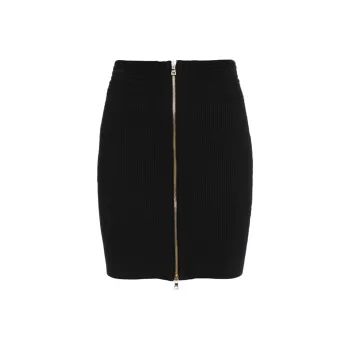 BALMAIN Knitted Zipped Mini Skirt