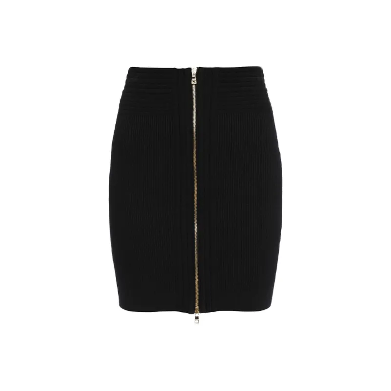 BALMAIN Knitted Zipped Mini Skirt-0