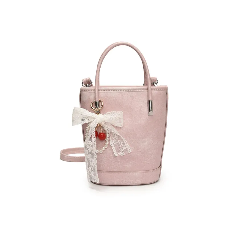 Yalu PU Bucket Bag, One Shoulder Handbag Unisex White/Black/Khaki/Green/Pink/Yellow-36