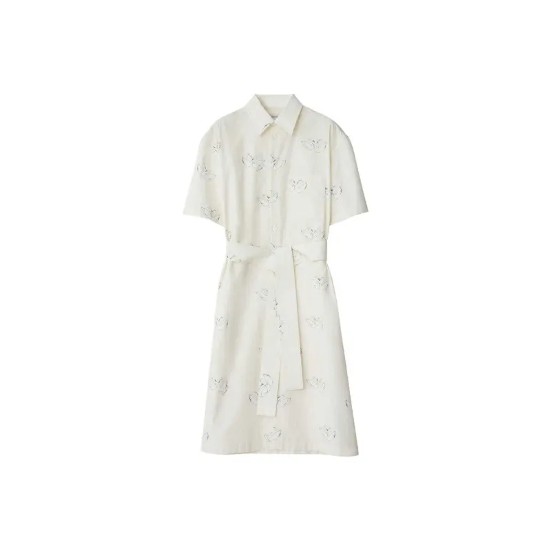 Burberry SS24 Short Sleeved Dress Women's White-0