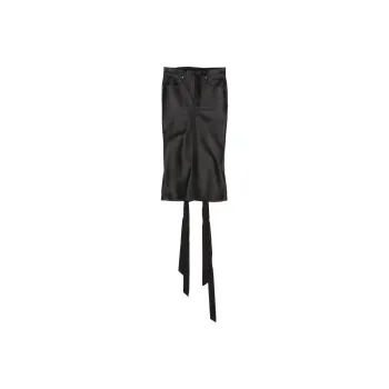 Balenciaga Leather Long Skirt Women's Black