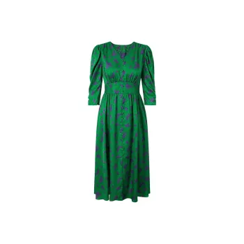 JZ Juzui Long Sleeved Dress Women's Floral Green
