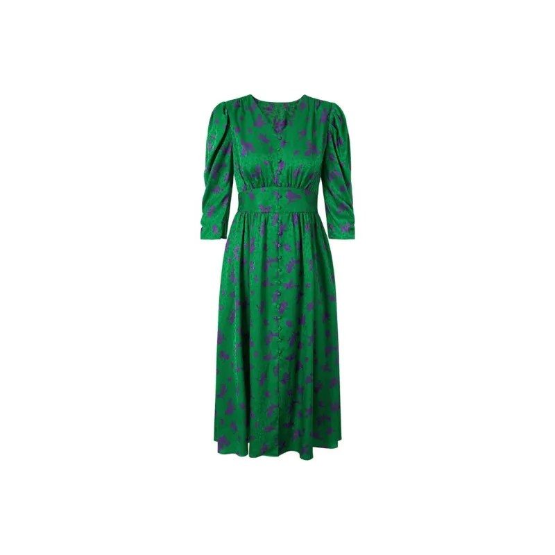 JZ. ANNAKRO Long Sleeved Dress Women's Floral Green-0