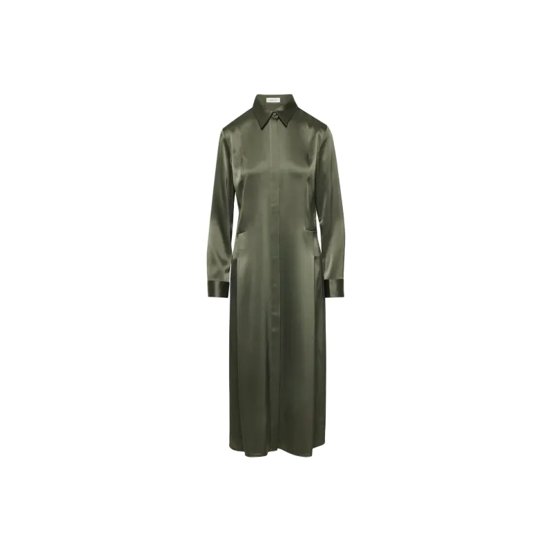 ARITZIA Babaton Hearst Satin Dress Long-Sleeved Dresses Women's Dark Olive-0