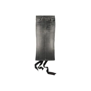 Balenciaga SS25 Denim Long Skirt Regular Fit Women's Smoke Gray