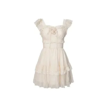 PLANE DRIFT Short Sleeved Dress Women's Apricot
