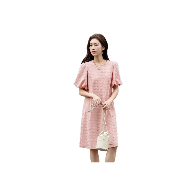 【dme】 Short-Sleeved Dresses Women's Antique Pink-0