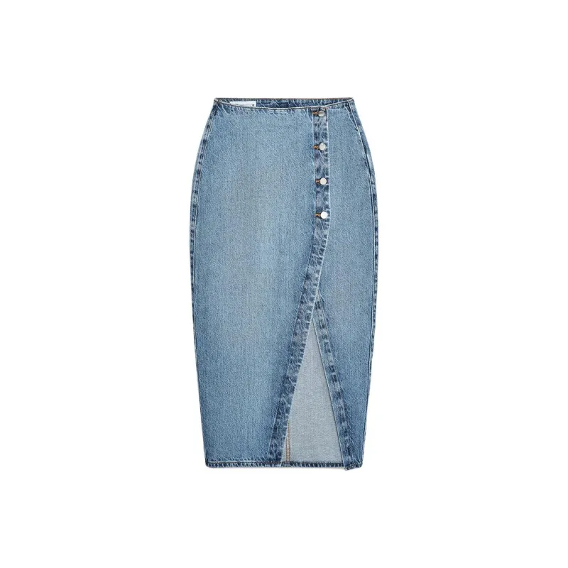 ZARA Denim Long Skirts Women's Medium Blue-0