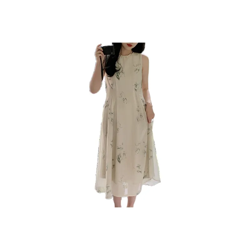 Letter Sleeveless Dresses Women's-0