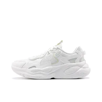 361° Yunshu Cushioning Abrasion Resistant Lightweight Low Top Casual Sprint Running Shoes Women's White Green