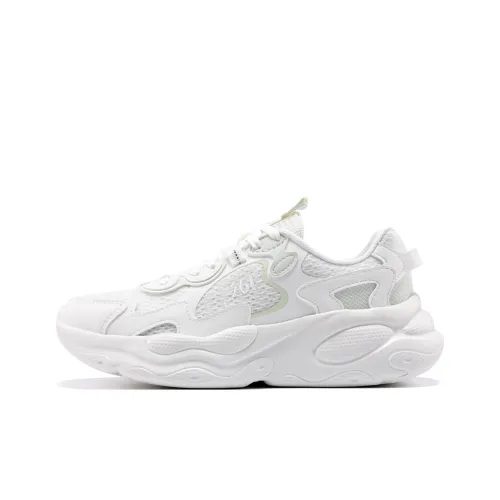 361° Yunshu Cushioning Abrasion Resistant Lightweight Low Top Casual Sprint Running Shoes Women's White Green
