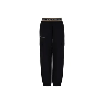 EMPORIO ARMANI EA7 SS25 Knitted Sweatpants Women's Black