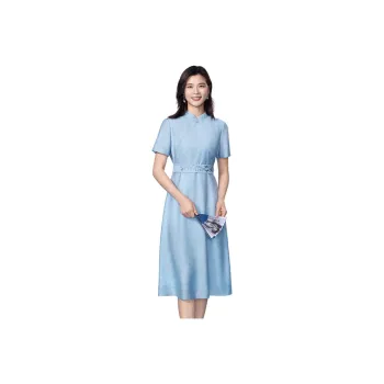 BBLLUUEE Short Sleeved Dress Women's Moonlight Blue