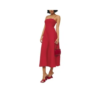 REFORMATION Monette Linen Dress Slip Dresses Women's Cherry Color