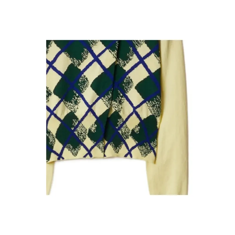 Burberry Argyle intarsia Cropped Cotton Jumper-5