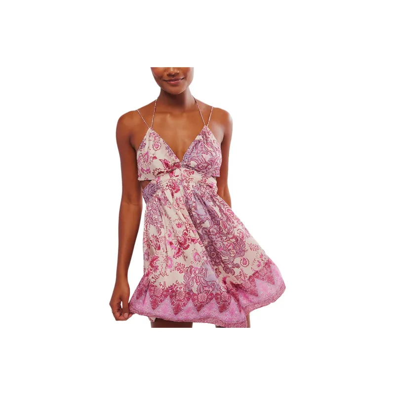 FREE PEOPLE Oasis Mini Slip Slip Dresses Women's Tea Combo/Tea Brown Combo-0
