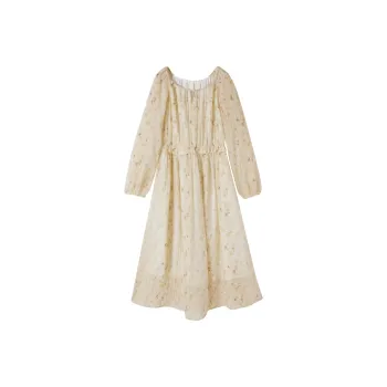 XIANGYING Long Sleeved Dress Women's Yellow