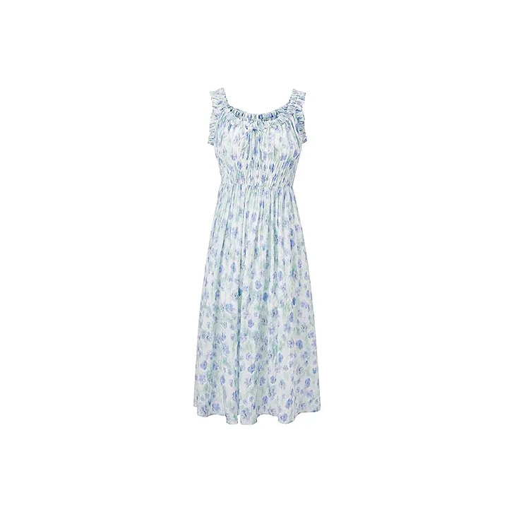 LEDIN Slip Dress Women's Blue Print-0