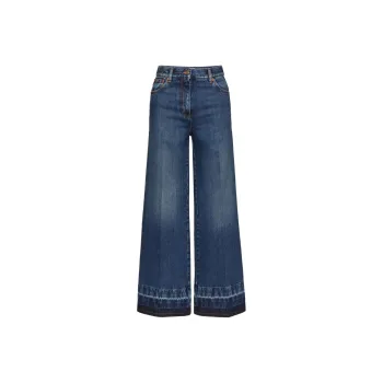 Valentino Logo Plaque Wide Leg Jeans