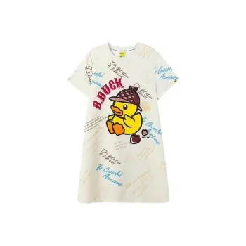 B.Duck Short-Sleeved Dresses Women's Yellow All Over Print