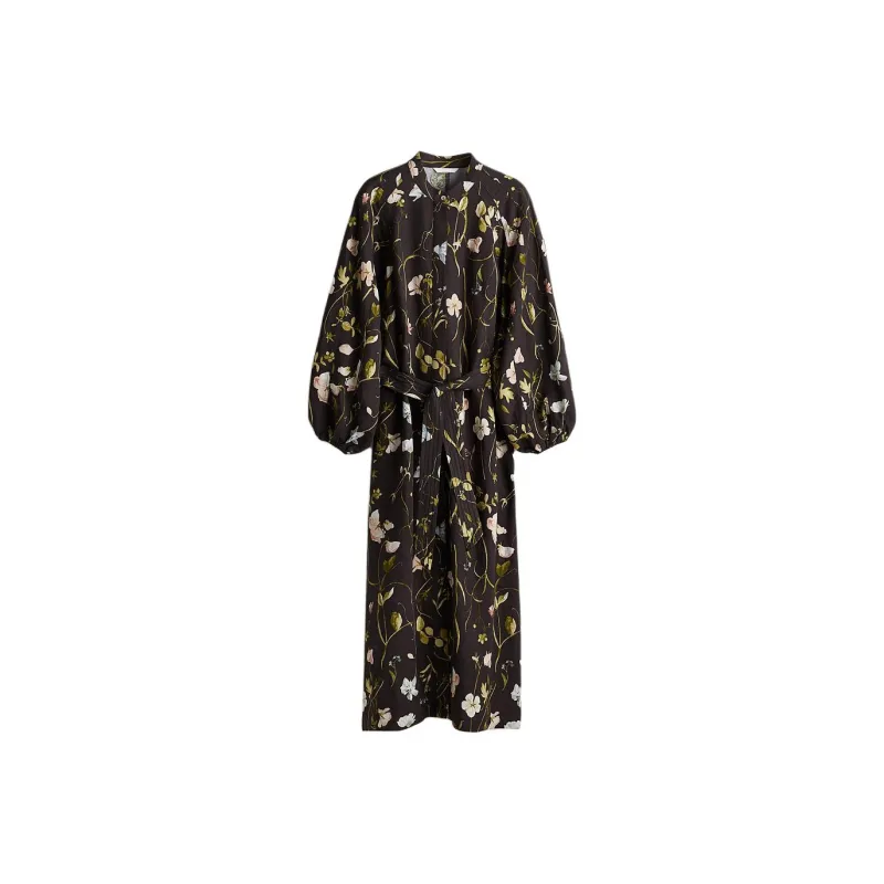 H&M Long Sleeved Dresses Women's Black/Floral-0