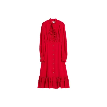 Valentino FW24 Long Sleeved Dress Women's Red
