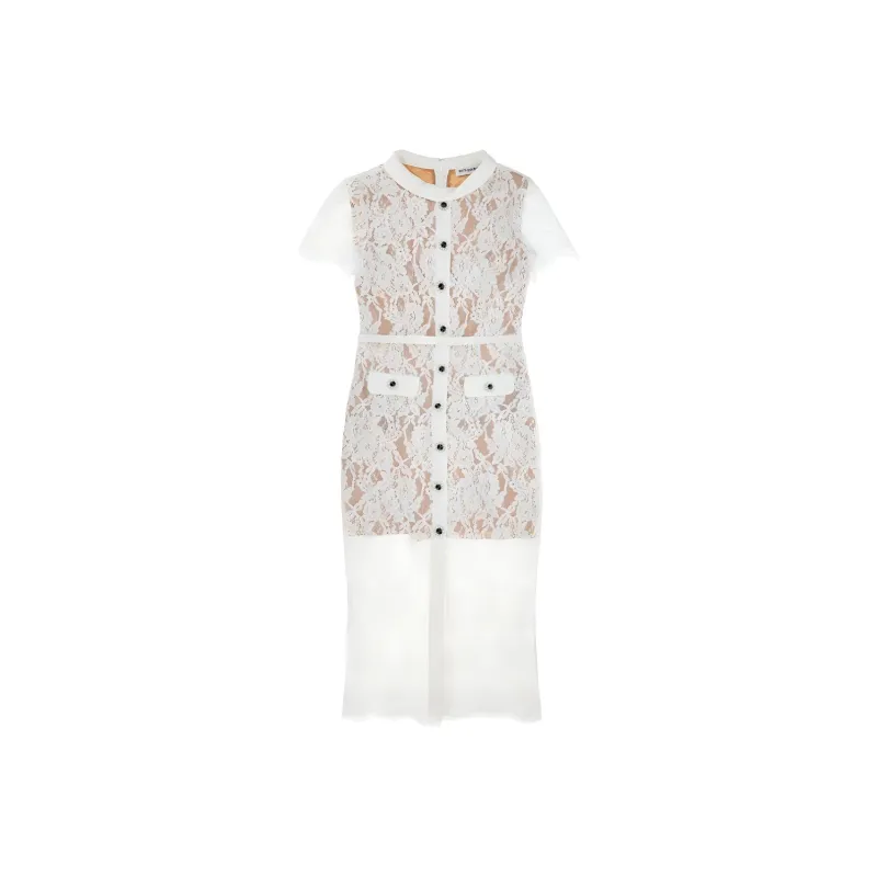 Self portrait Lace Buttoned Midi Dress-0
