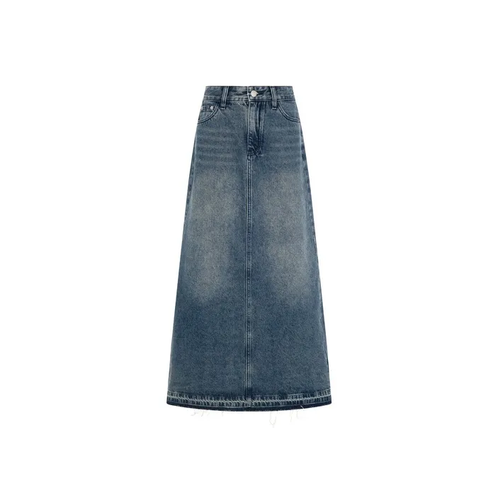 MEIYANG Denim Long Skirts Women's Denim Blue-0