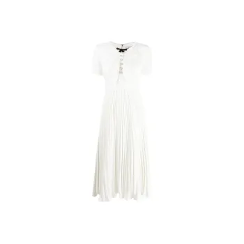 Self-portrait Lace-collar Pleated Midi Dress