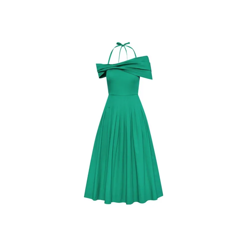 Oscar De La Renta Off shoulder Halterneck Midi Dress-0