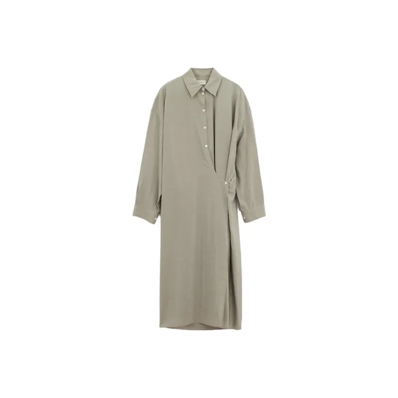 Lemaire Straight Collar Twisted Dress 'Light Misty Grey'-0