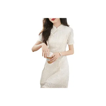 Mo Han Yi Mei Short Sleeved Dress Women's Beige
