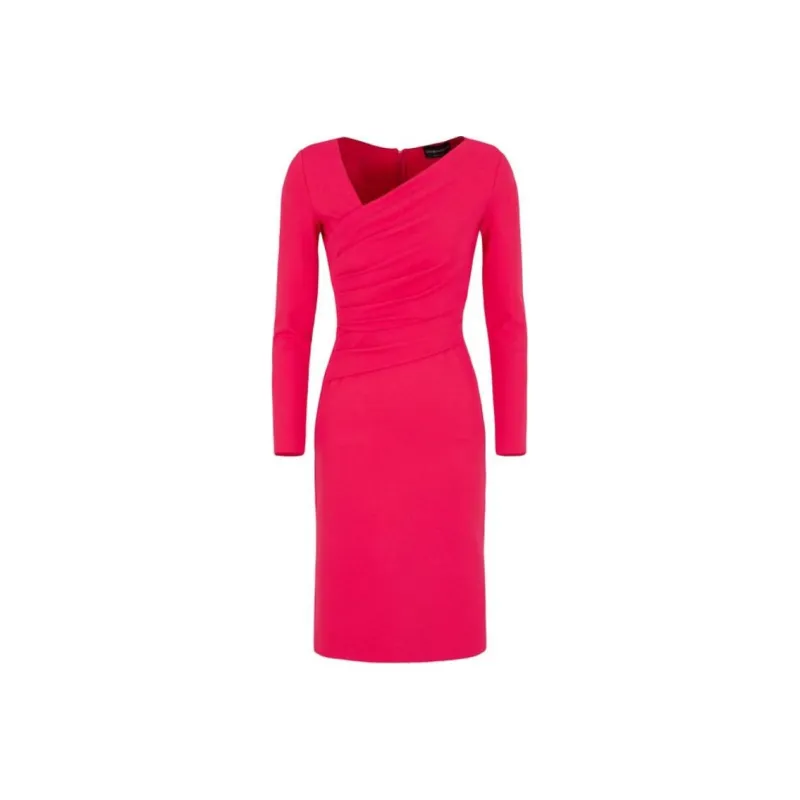 EMPORIO ARMANI Stretch Milano Stitch Fabric Dress With Asymmetric Cross over And Draping-0