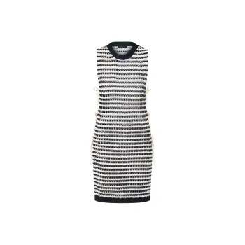 LOUIS VUITTON Striped Lace Knit Open Dress