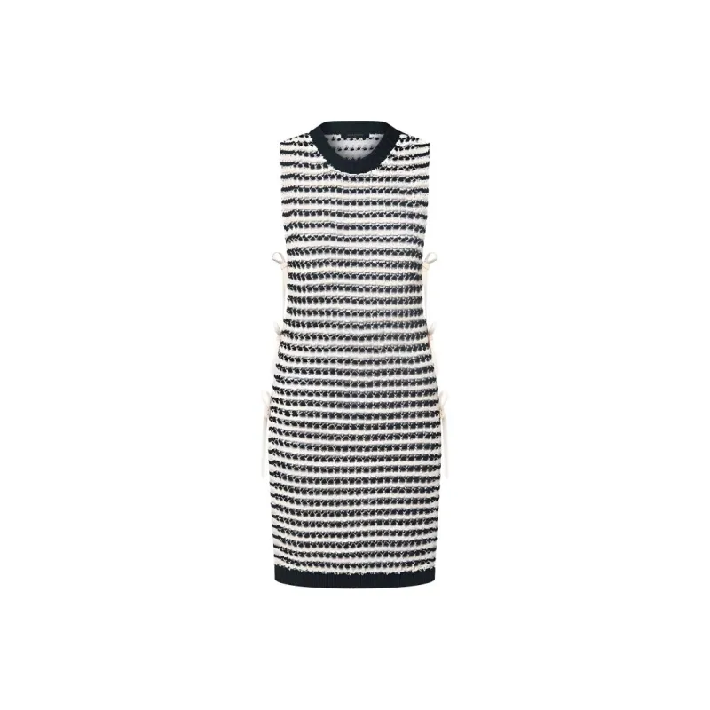 LOUIS VUITTON Striped Lace Knit Open Dress-0