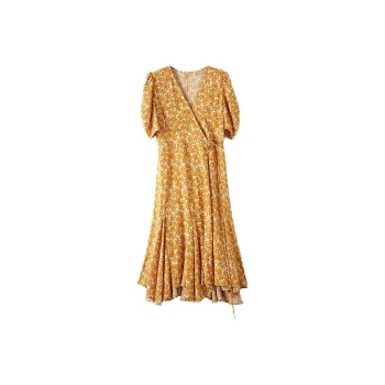 Pumpkin Valley Short Sleeved Dresses Women's Flower Nectar Yellow