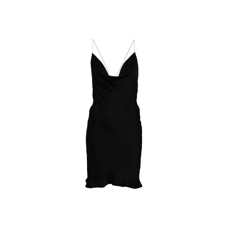 Y/Project V Neck Ruffled Satin Mini Dress-0