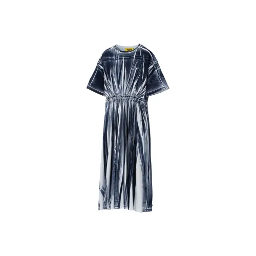 Onitsuka Tiger PRINTED SS25 Short-Sleeved Dresses Women's White/Navy Blue