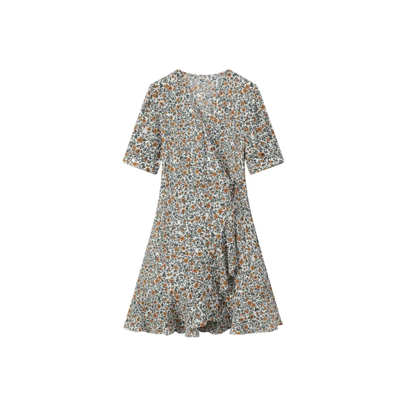 H YXIANG Short Sleeved Dresses Women's Vintage Daisy-0