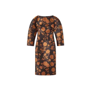 VERSACE Floral Silhouette Rounded Midi Dress