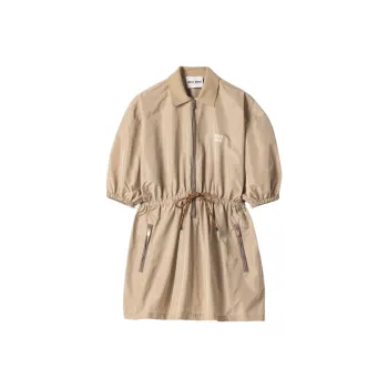 MIU MIU Short Sleeved Dress Women's Greige