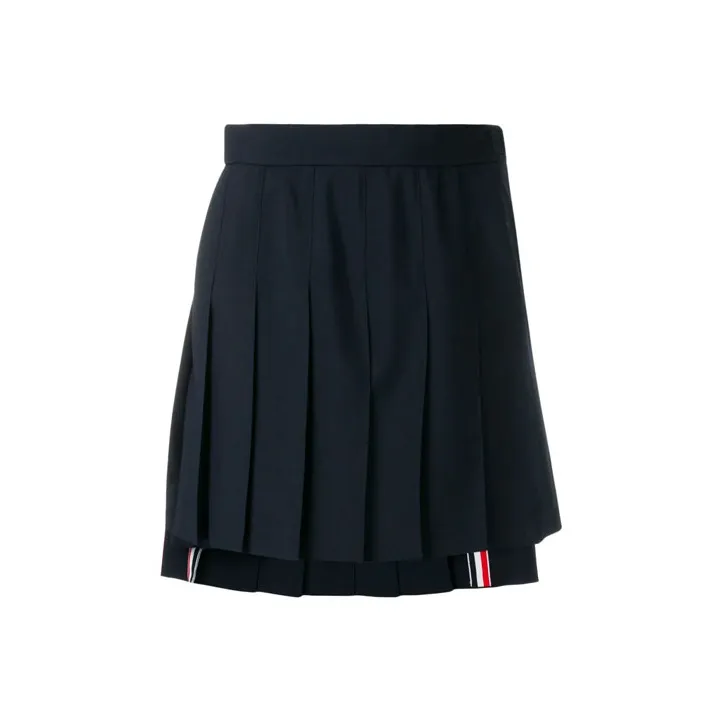 THOM BROWNE Asymmetric Pleated Miniskirt-0