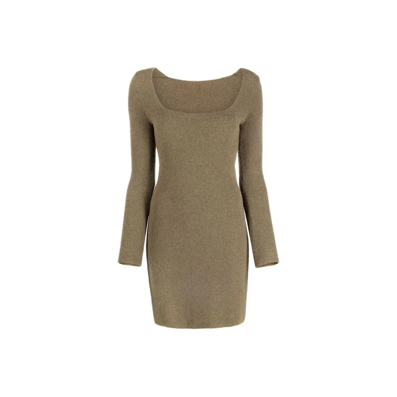 NANUSHKA Leah Square-Neck Slim-Cut Knitted Dress-0